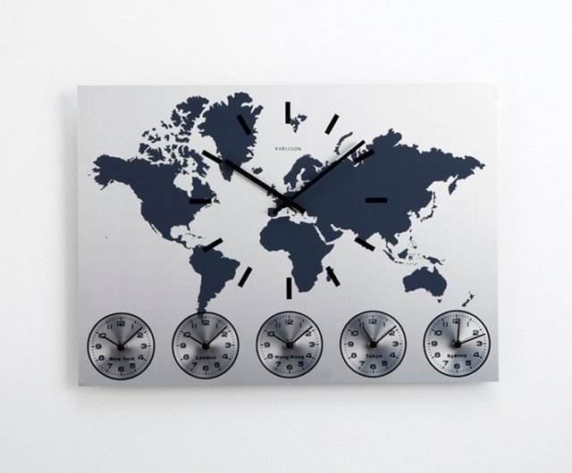 oven Vermaken Emotie Karlsson Wall clock World Time Stainless Steel World Map Wall Clock (6 Time  Zone) - Shop urlifestyle Clocks - Pinkoi