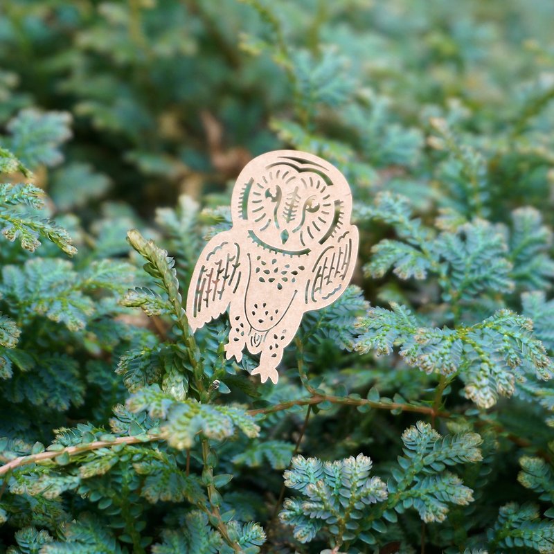 Mai Mai Zoo-Grass Owl Paper Carving Bookmark | Cute Animal Healing Small Things Stationery Gifts - ที่คั่นหนังสือ - กระดาษ สีกากี