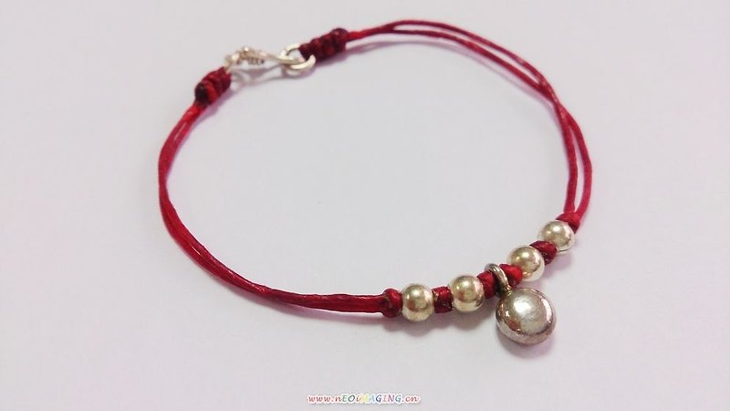 Chinese name of red wax rope bracelet rope bracelet sterling silver bracelets lucky bracelet wax cord paragraph Peas - สร้อยข้อมือ - วัสดุอื่นๆ สีแดง