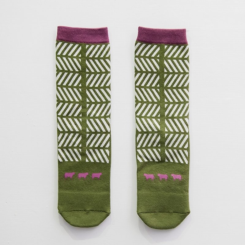 Cow Grazing / Socks - Matcha Purple - Socks - Other Materials Green