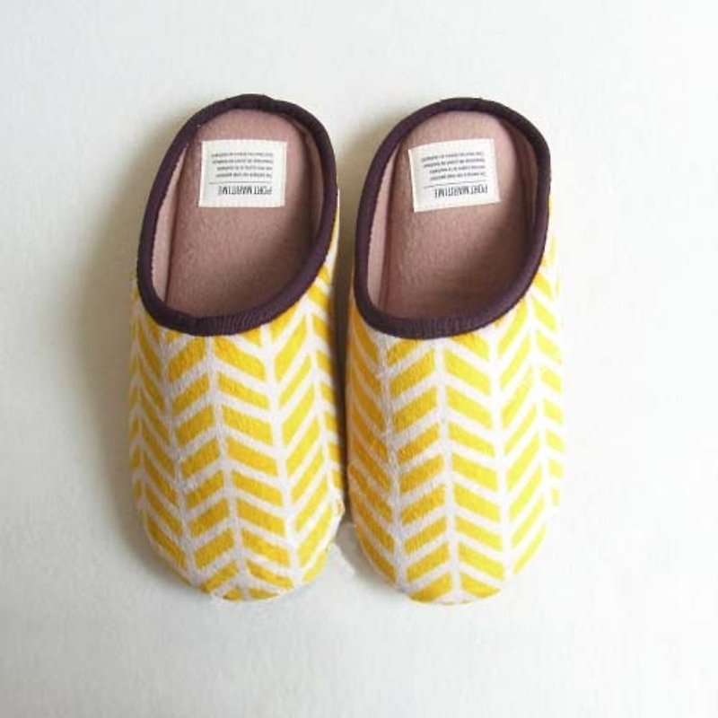 女孩寓所 ::日本CDF etendue 室內拖鞋 - 黃 - Women's Casual Shoes - Cotton & Hemp Yellow