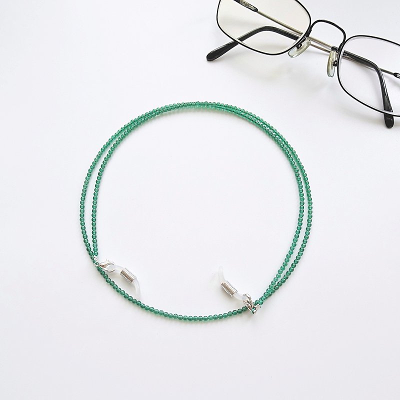 綠瑪瑙小圓珠眼鏡鍊 - 給媽媽的母親節禮物 - 項鍊 - 半寶石 綠色