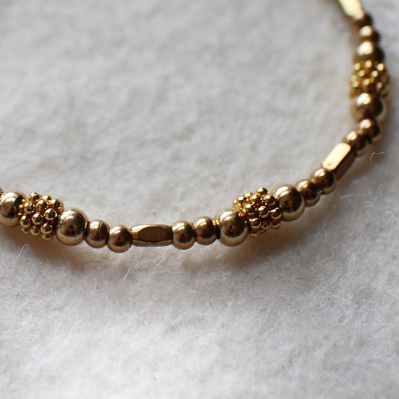 EF NO.126 golden years golden quad brass bracelet - สร้อยข้อมือ - วัสดุอื่นๆ สีทอง
