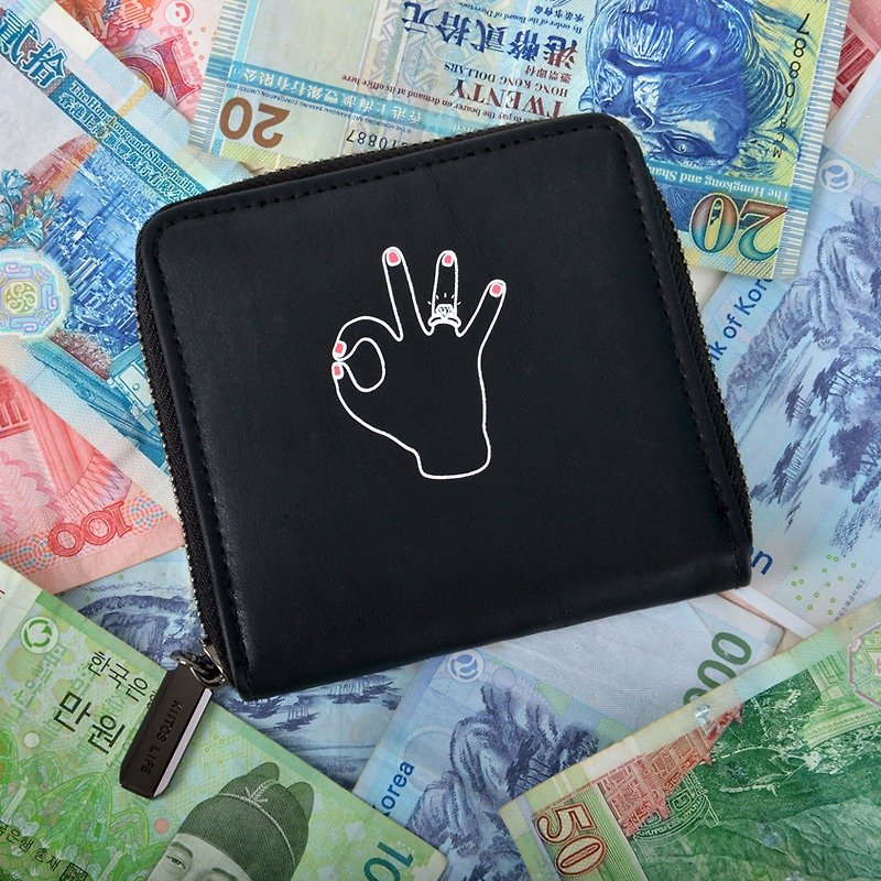 KIITOS PU short wallet - gestures - กระเป๋าสตางค์ - กระดาษ สีดำ
