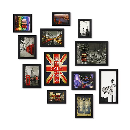 iINDOORS英倫家居 北歐簡約相框牆 黑色 12入組合 室內設計 布置 佈置 裝飾 壁貼