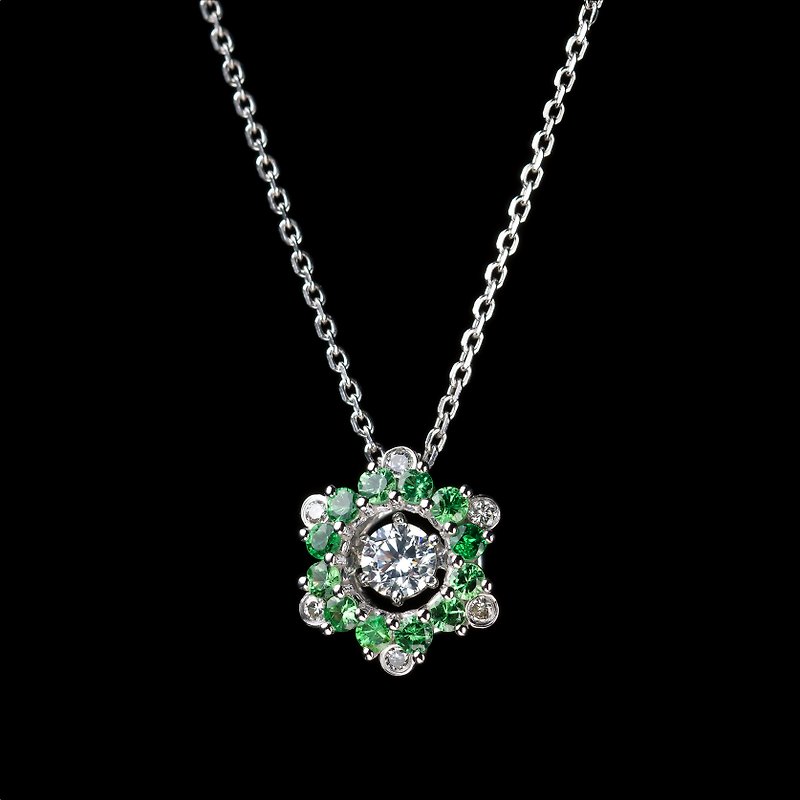 スター湖ツイポール - 輝くダイヤモンドネックレスKゴールド - ネックレス - 宝石 グリーン