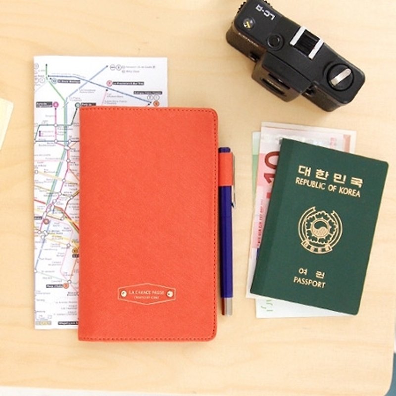 Dessin x Iconic- good time Leather Passport Cover - Cheng Orange, ICO99576 - ที่เก็บพาสปอร์ต - วัสดุอื่นๆ สีส้ม