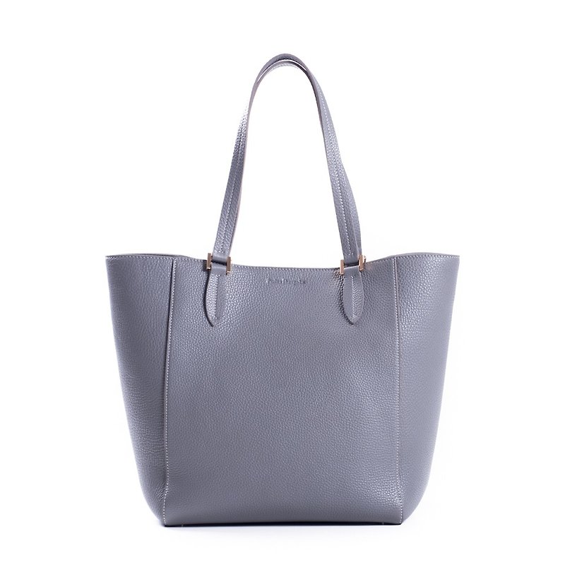 Patina leather handmade custom Soft tone tote bag - Handbags & Totes - Genuine Leather Gray