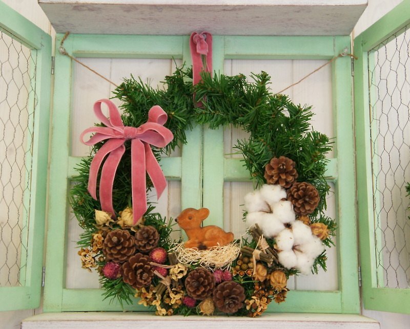 Handmade Christmas wreath deer forest department (A section) (arranged Christmas / Christmas decoration) - Plants - Plants & Flowers Multicolor