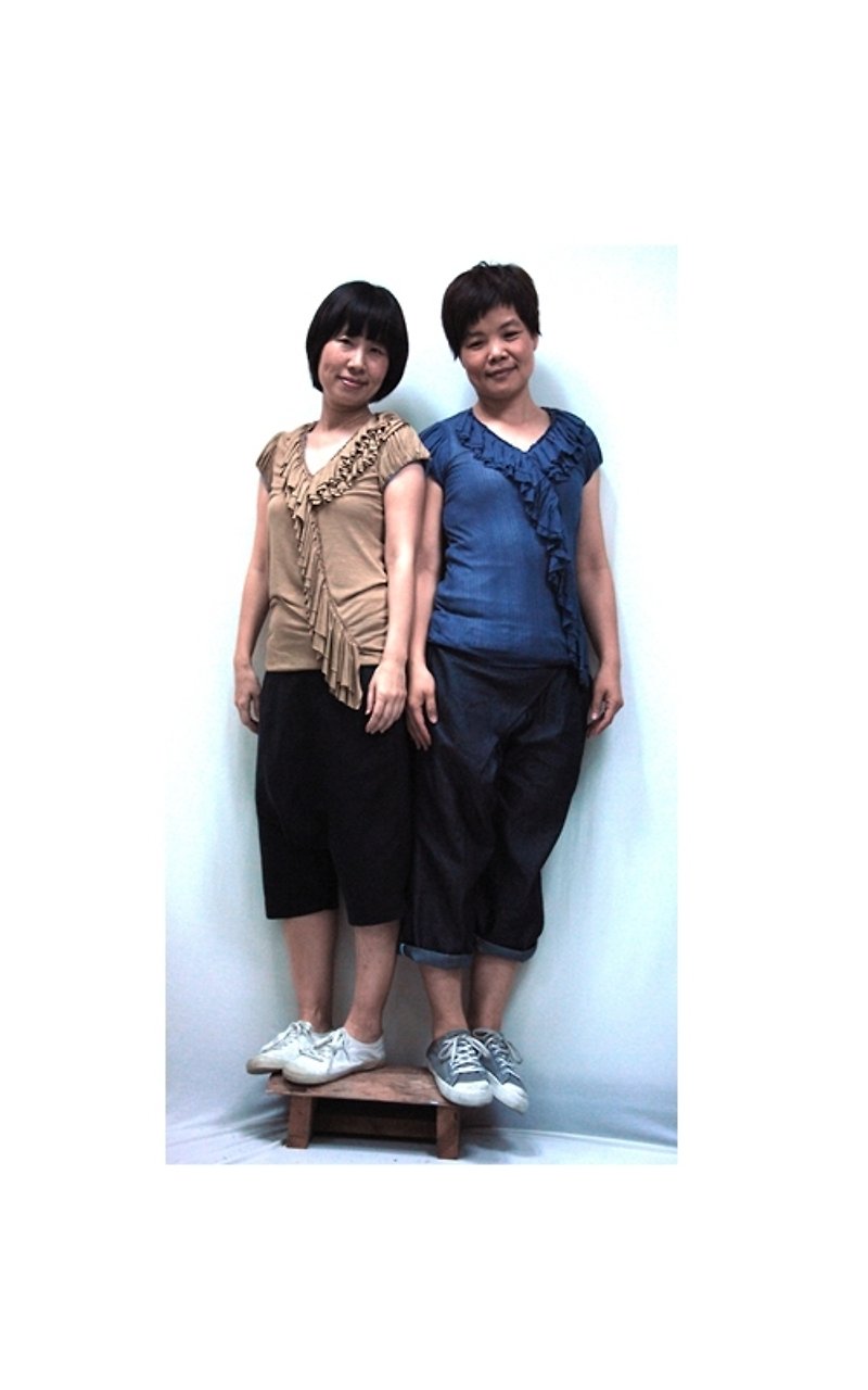 g2105 --- knitted lotus leaf short-sleeved shirt (Spring 2014) - Women's Tops - Other Materials Brown