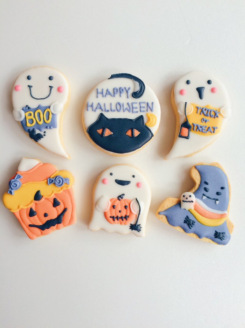 [Warm sun] Halloween gift of choice black Halloween ❥ ❥ creative design hand painted sugar cookie gift 6 Group**Halloween Pre-heat push** - Handmade Cookies - Fresh Ingredients 