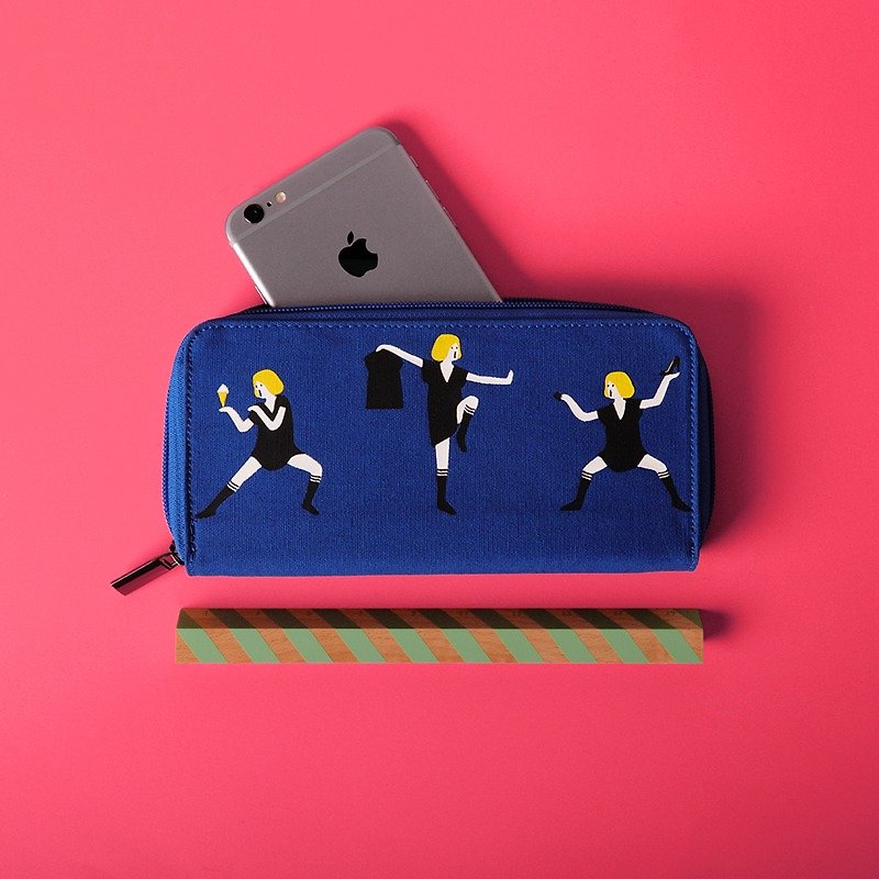 KIITOS for series Canvas Wallet - Kung Fu Girl models - กระเป๋าสตางค์ - วัสดุอื่นๆ สีน้ำเงิน