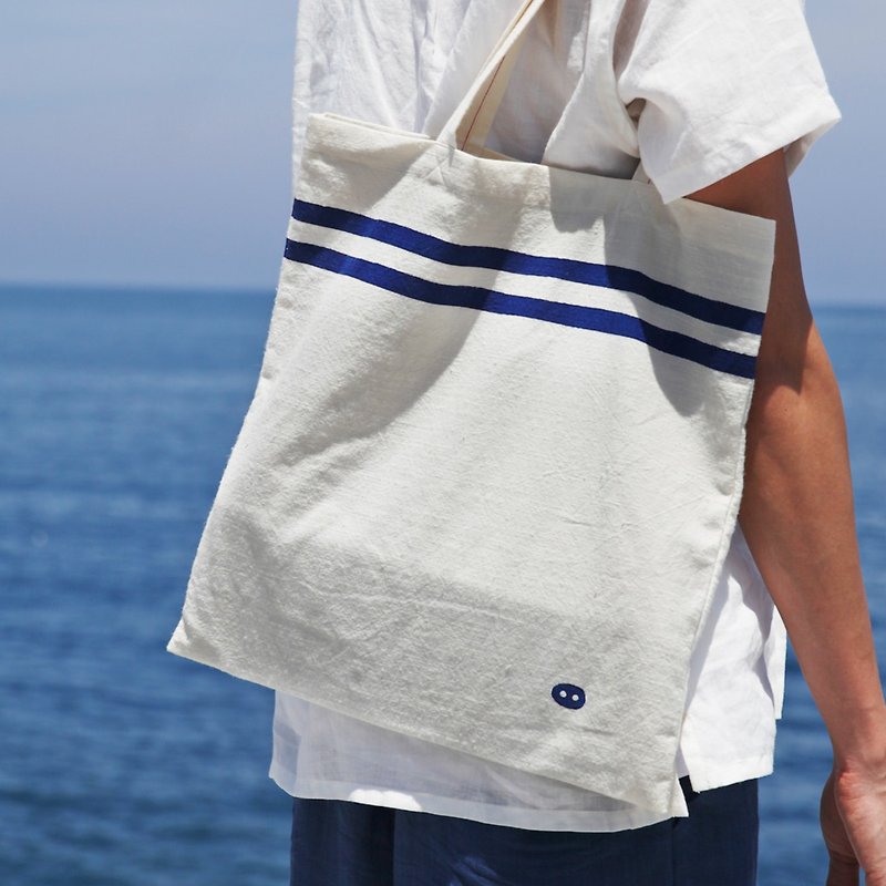 Mushroom Mogu / shoulder bag / blue bag - กระเป๋าแมสเซนเจอร์ - วัสดุอื่นๆ ขาว