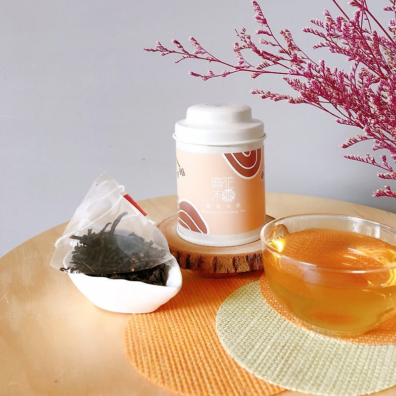【無花不茶】花入烏龍茶-蕎麥烏龍—3g三角茶包*3入精緻小罐裝 - 茶葉/漢方茶/水果茶 - 其他材質 白色