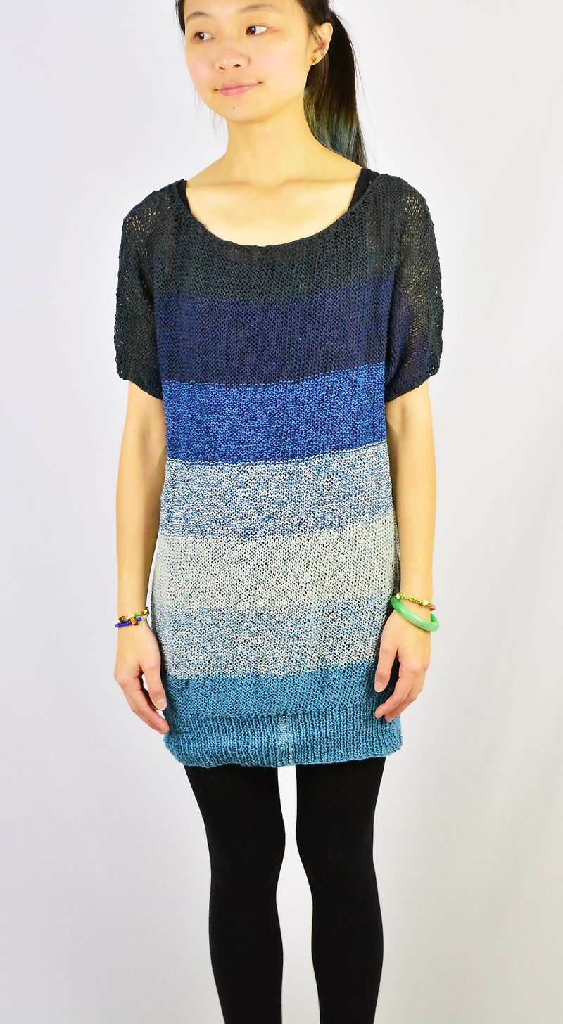 Hand-woven cotton jacket ocean blue _ fair trade - Women's Sweaters - Other Materials Blue