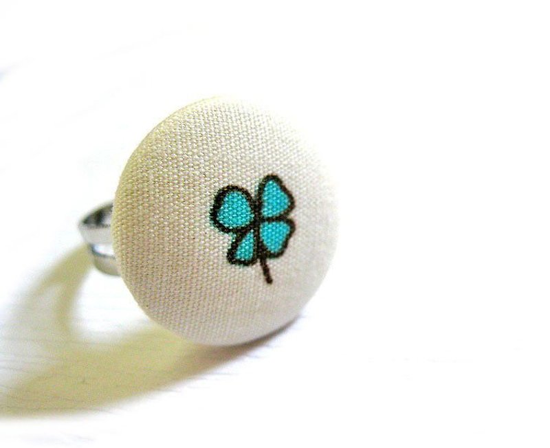 Hand-made cloth buttons Clover Ring - General Rings - Other Materials 