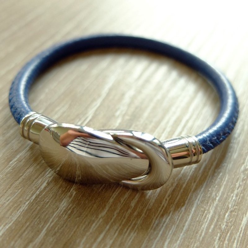 無限磁扣 真皮手環 (寶藍) - 手鍊/手環 - 真皮 藍色