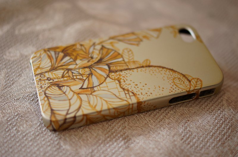 [Never Land-Hand-painted Series] iPhone protection shell - Phone Cases - Plastic Gold