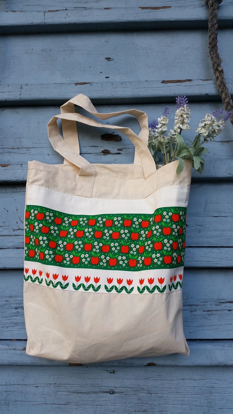 Favorite apple blossom bag/handbag/shoulder bag/cotton cloth/handmade - Messenger Bags & Sling Bags - Other Materials Green