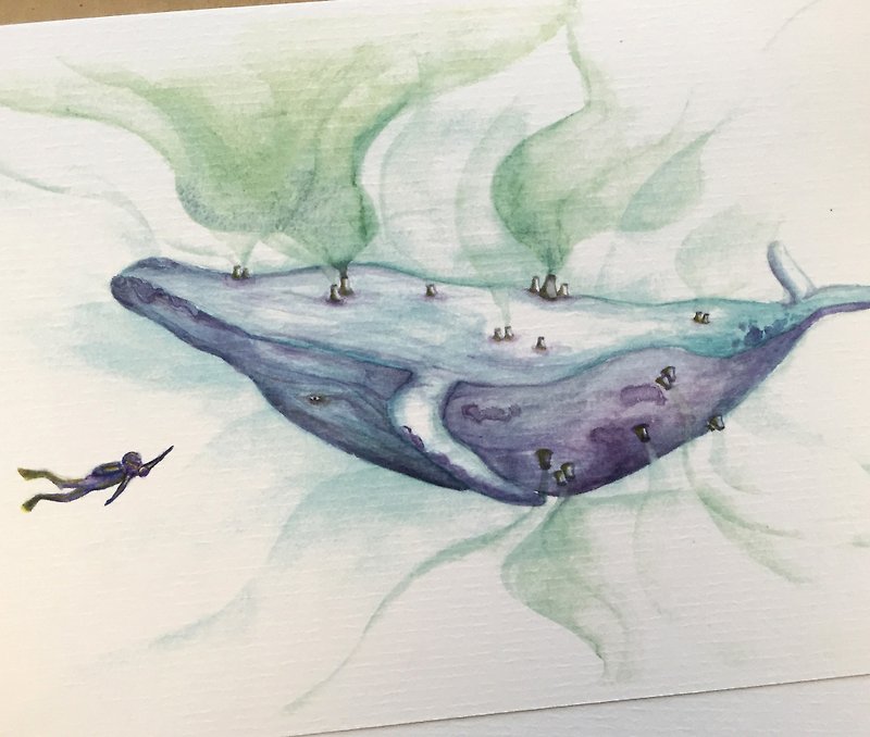 Humpback Whale in Disaster - artwork available in Blank Card & Print - Cards & Postcards - Paper 