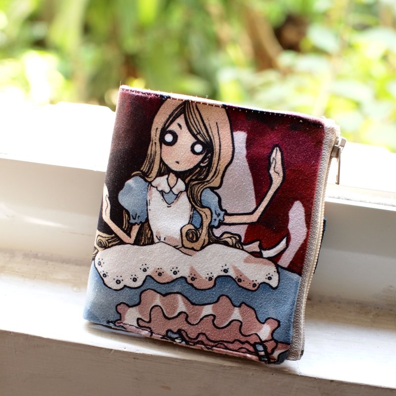 Short clip wallet │ Alice in Wonderland │ Alice in the rose house - กระเป๋าสตางค์ - วัสดุอื่นๆ สีแดง