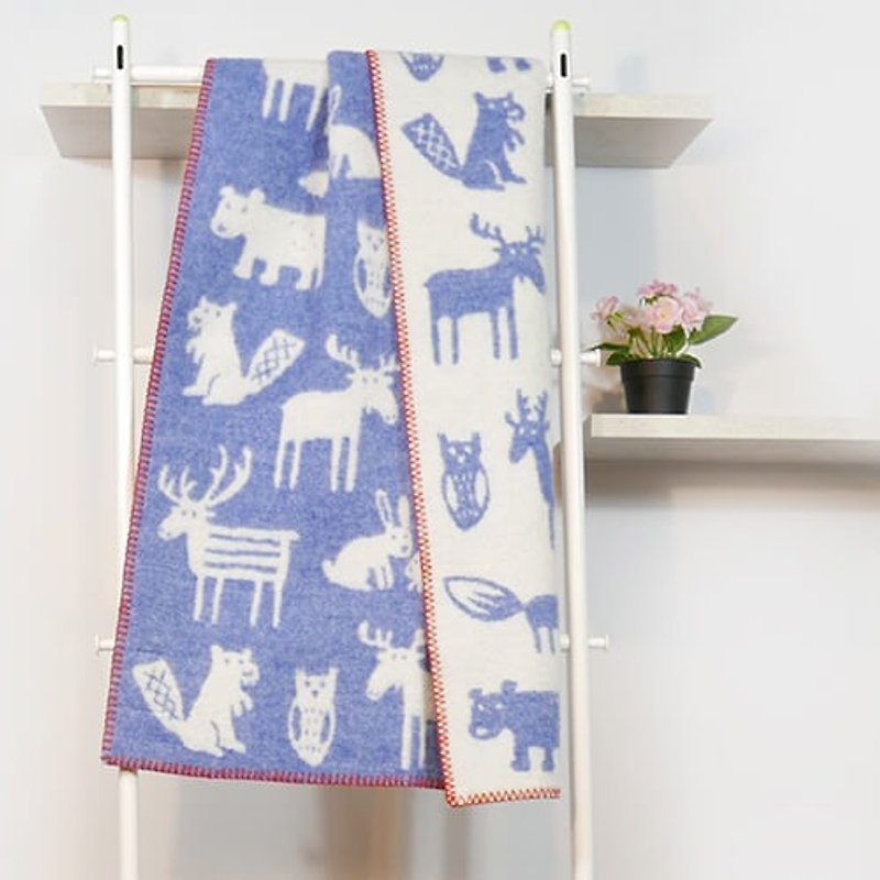 寶寶毯/彌月禮 瑞典Klippan有機羊毛毯--森森不息(藍色) - 棉被/毛毯 - 羊毛 藍色
