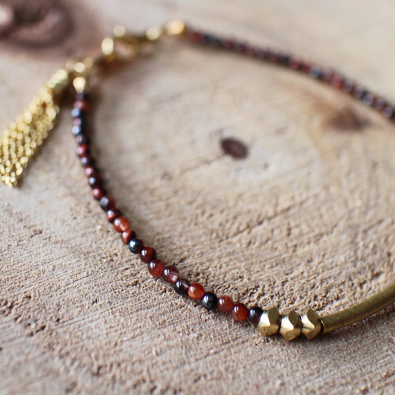 Muse natural wind series NO.52 fine copper red Red Tiger Eye Bracelet - สร้อยข้อมือ - วัสดุอื่นๆ สีแดง