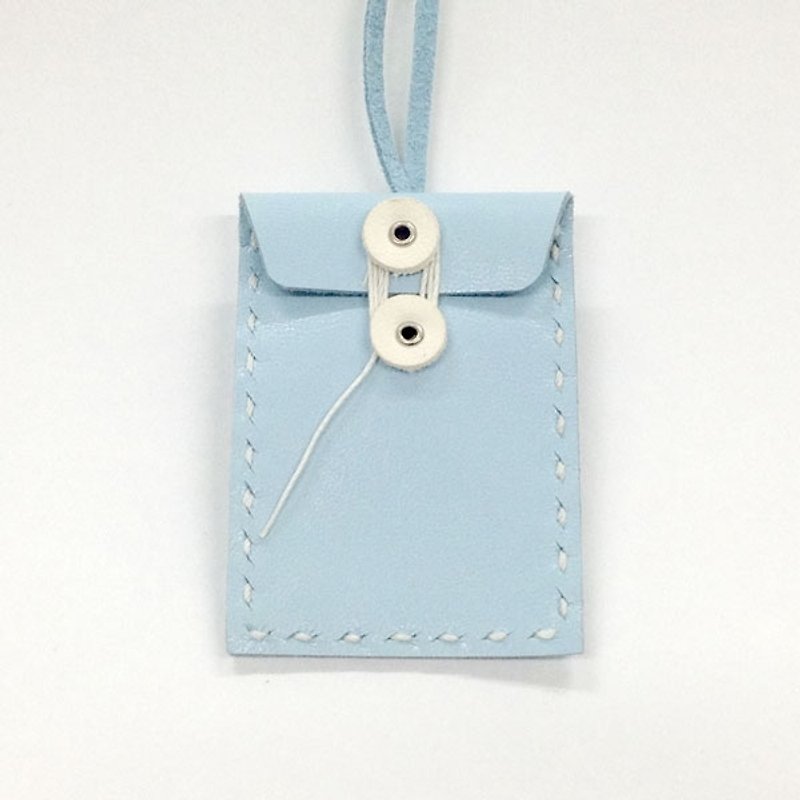 Mini Leather Briefcase Necklace (Pink Blue) - สร้อยคอ - หนังแท้ สีน้ำเงิน