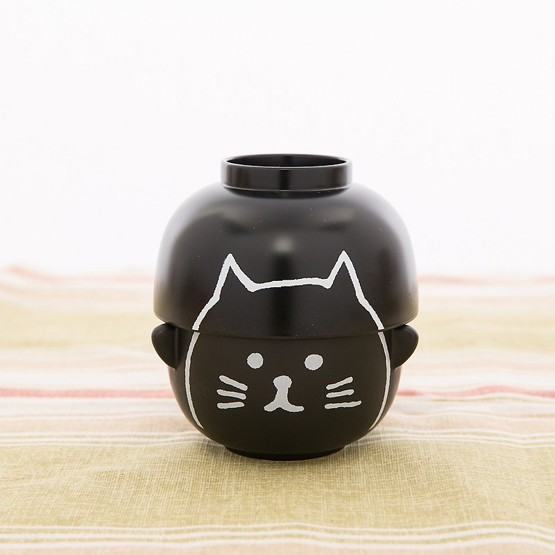sunart rice soup bowl set-black cat - Bowls - Other Materials Black