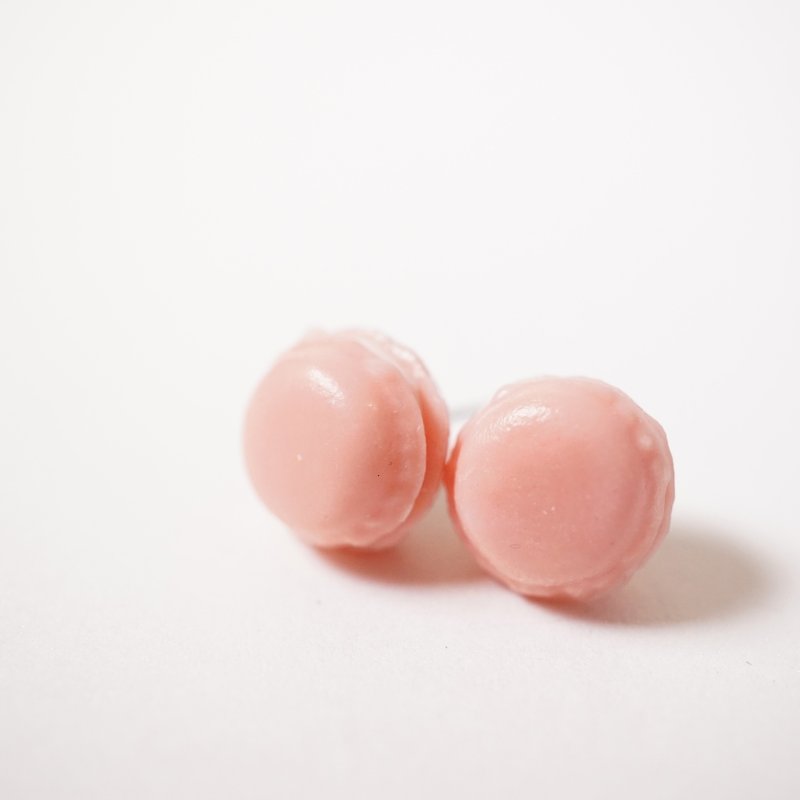 Playful Design French Macarons mini candy pink earrings - Earrings & Clip-ons - Clay 