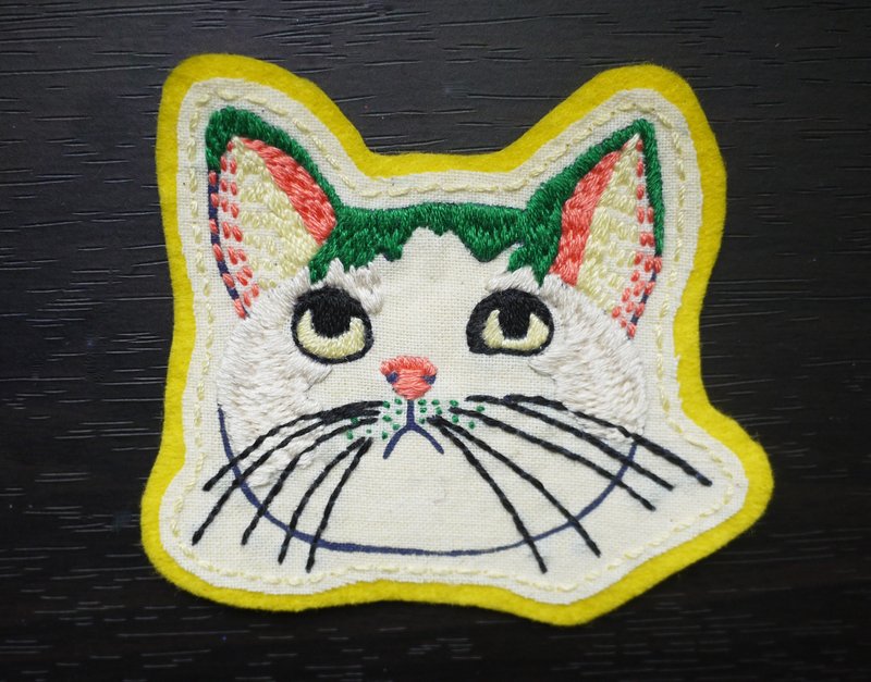 猫の刺繍ワッペン - 其他 - 繡線 黃色