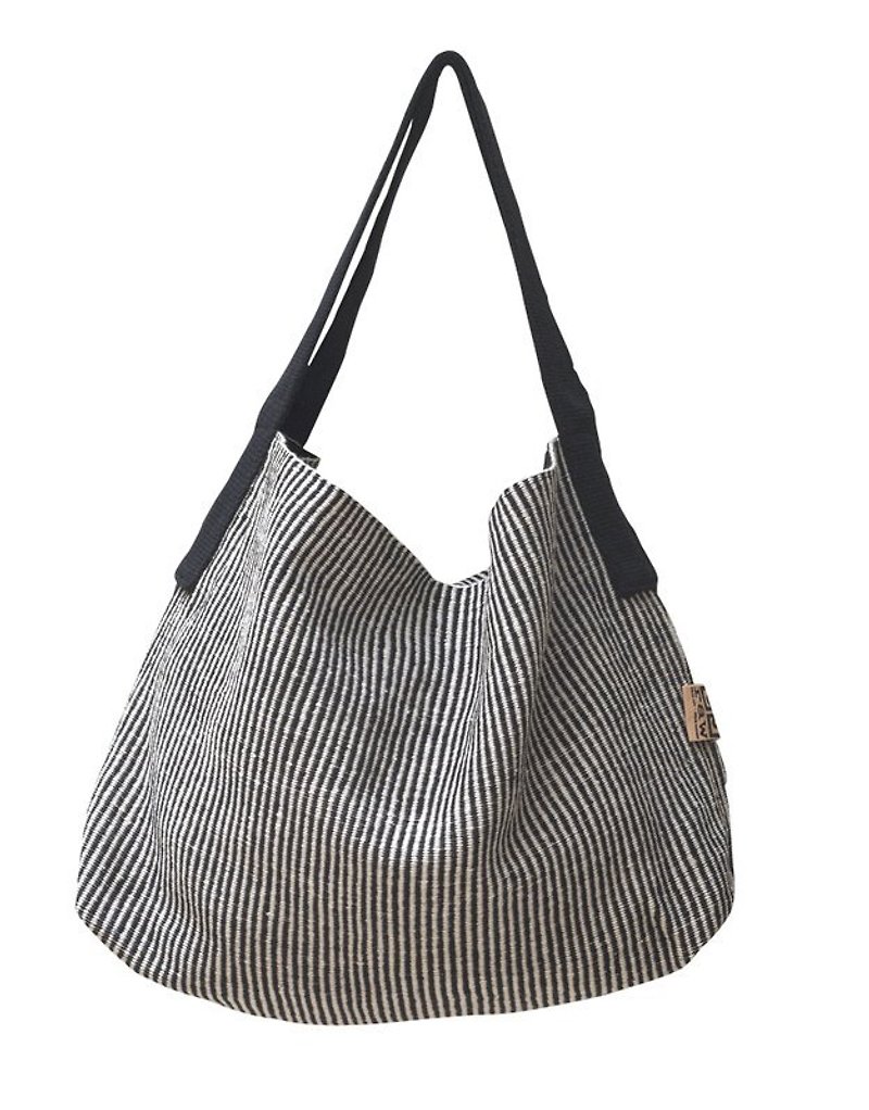純棉手織包-Alpana都會包-黑白條紋 已售完 - Messenger Bags & Sling Bags - Cotton & Hemp Gray