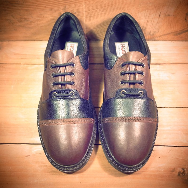 [Bones] single special offer Early leather stitching Derby Derby Vintage retro Oxford shoes - รองเท้าอ็อกฟอร์ดผู้หญิง - หนังแท้ สีดำ