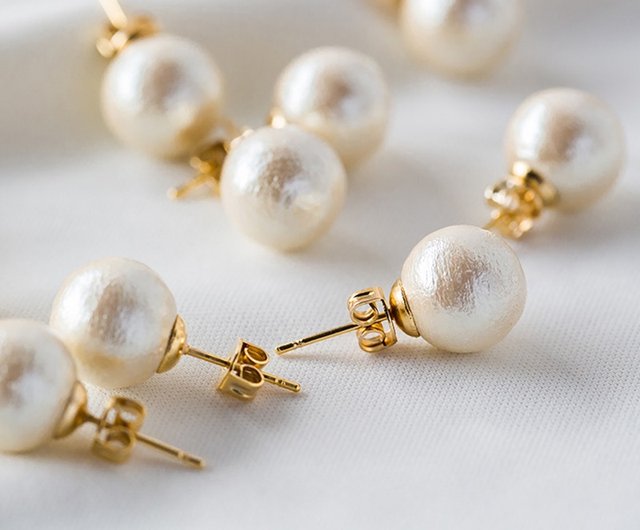 cotton pearl earrings