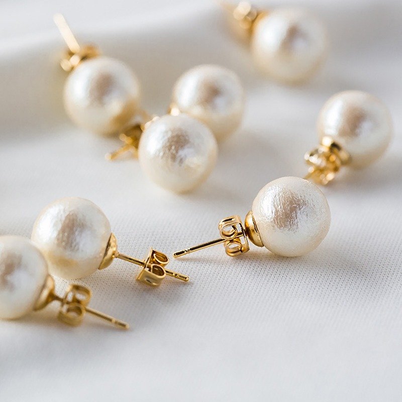 Other Metals Earrings & Clip-ons White - Champagne cotton champagne pearl earrings