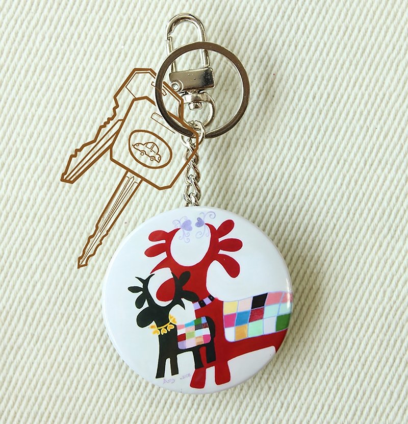Jingle-Stainless Steel mirror key ring - Charms - Other Metals Red