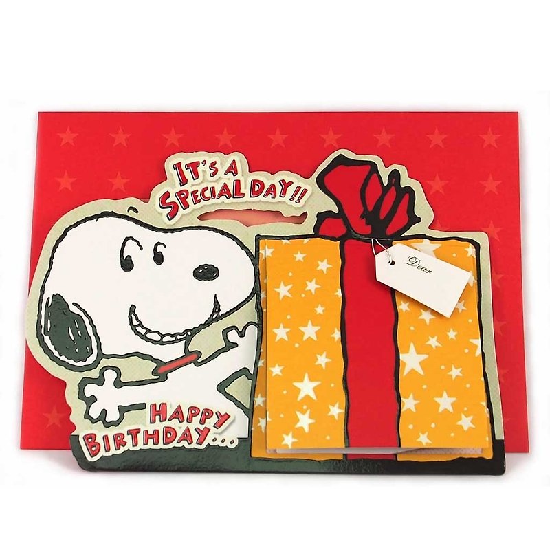 ◤ you give me what a surprise gift |? Dimensional cartoon birthday cards snoopy | JP - Cards & Postcards - Paper Red
