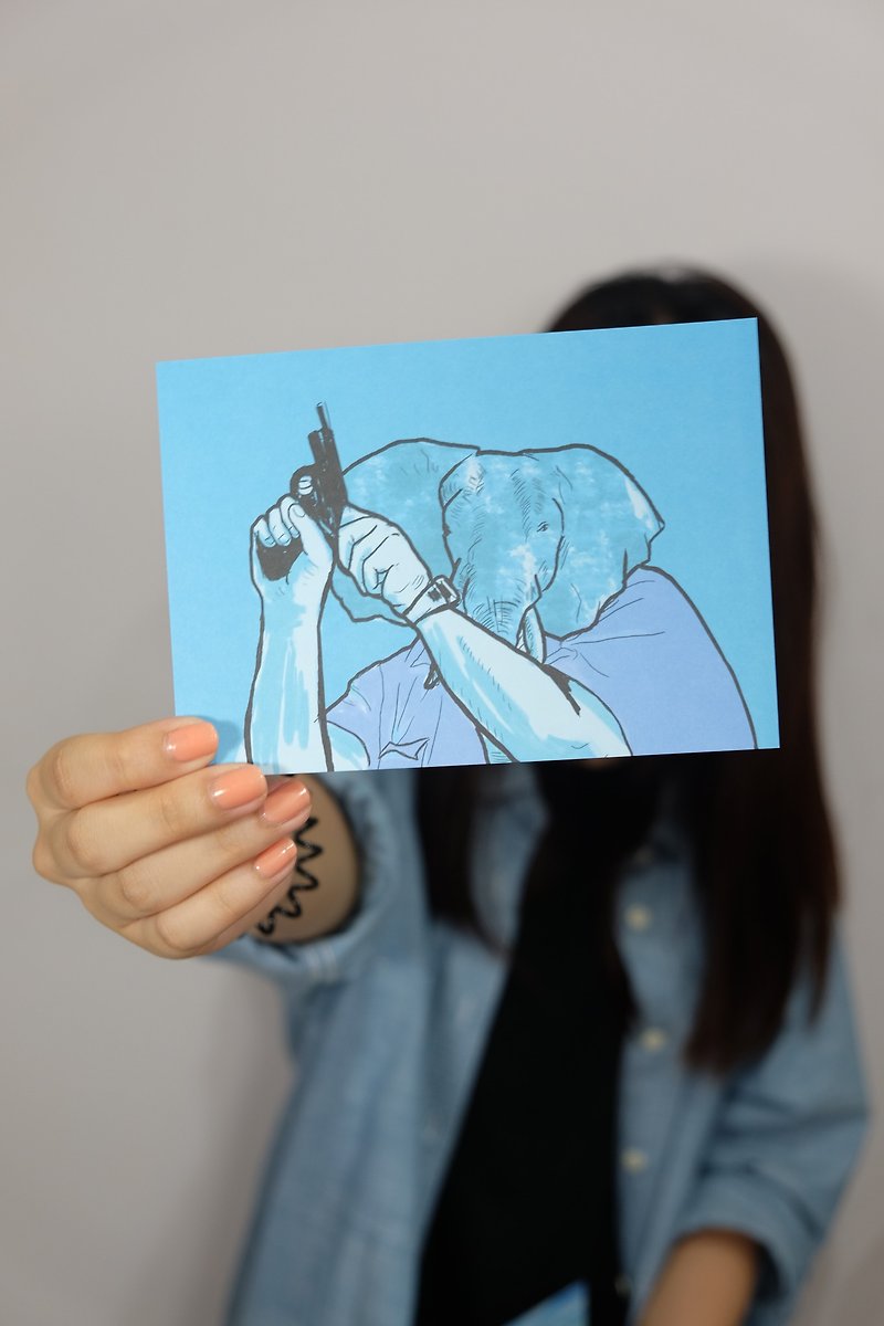 KATRINA 《大笨象》 明信片 - 心意卡/卡片 - 紙 藍色