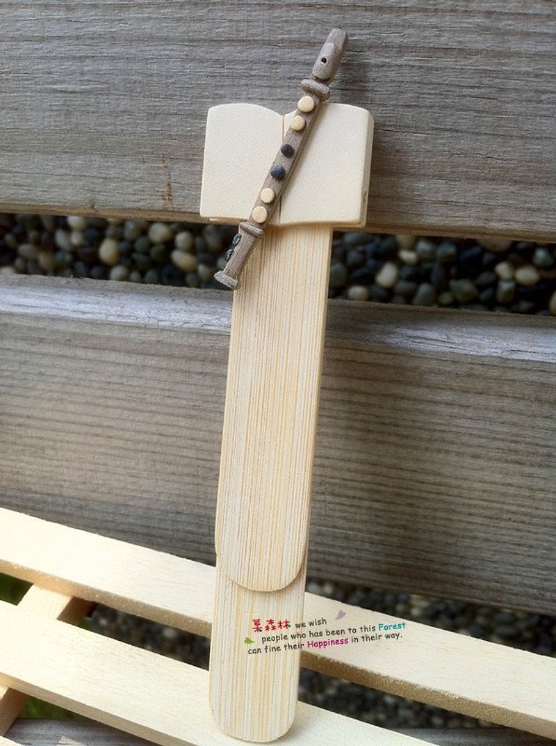 ウッド楽器ブックマーク - フルート - しおり - 木製 グレー