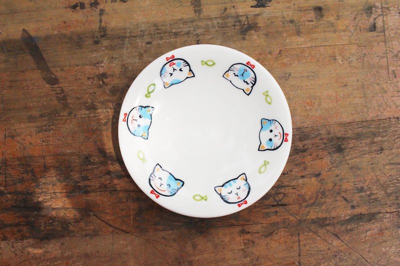 A meow ~ dessert plate - Small Plates & Saucers - Porcelain Multicolor