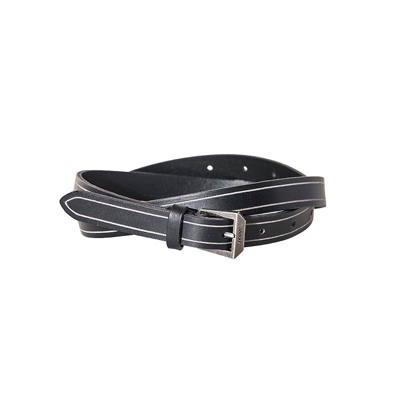 Sour Worms edition fine leather belt - Black - เข็มขัด - หนังแท้ สีดำ