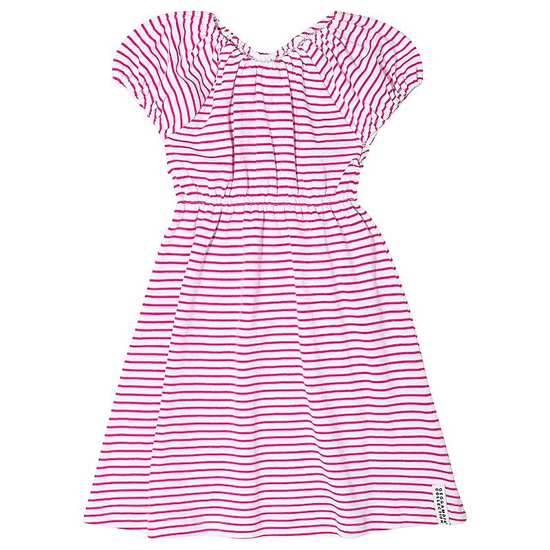 [Nordic children's clothing] Swedish organic cotton princess sleeve dress 6M to 6 years old striped red - ชุดเด็ก - ผ้าฝ้าย/ผ้าลินิน สีแดง