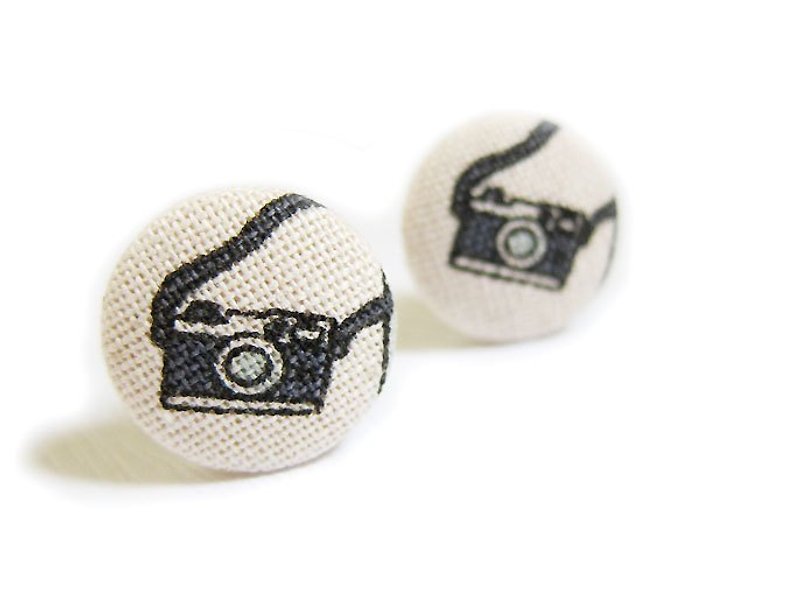 Cloth buckle earrings camera - Earrings & Clip-ons - Other Materials 