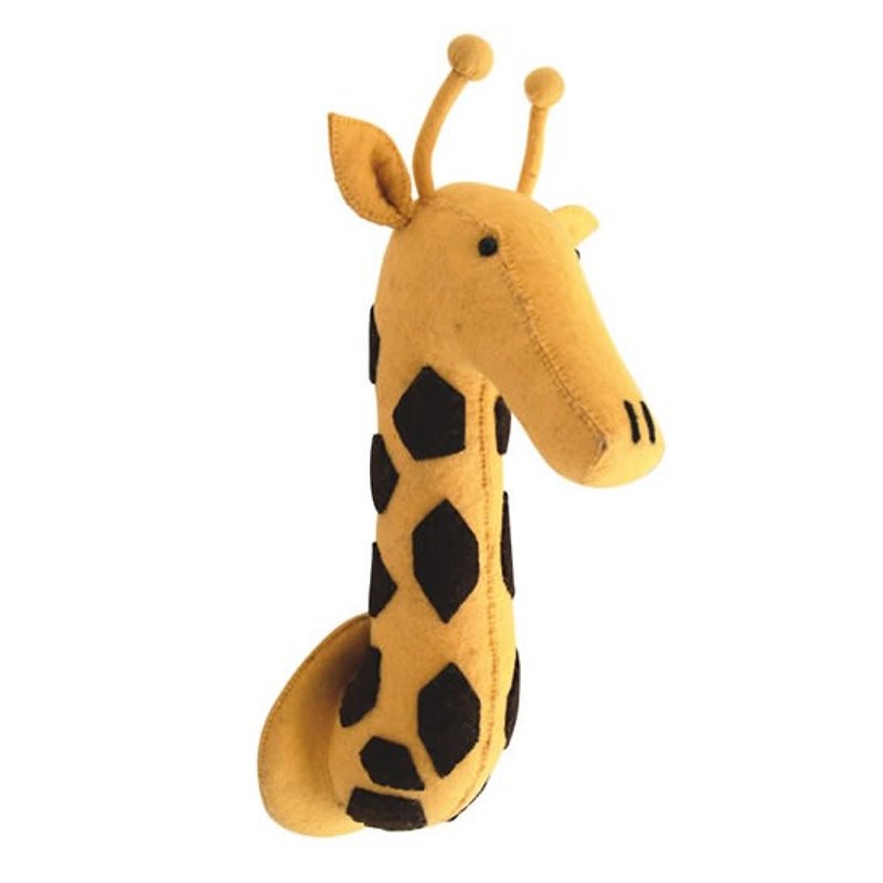 【Fiona Walker England】英國童話風格動物頭 純手工壁飾 - 長脖子長頸鹿(Giraffe Head) - 壁貼/牆壁裝飾 - 羊毛 黃色