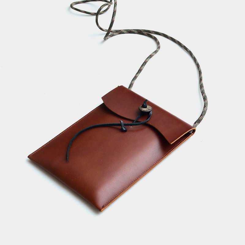 [Mountain God’s ears] cowhide mobile phone bag leather mobile phone bag hanging neck type can hold leisure card, ID IPHONE6, 6s, 7 - เคส/ซองมือถือ - หนังแท้ สีนำ้ตาล