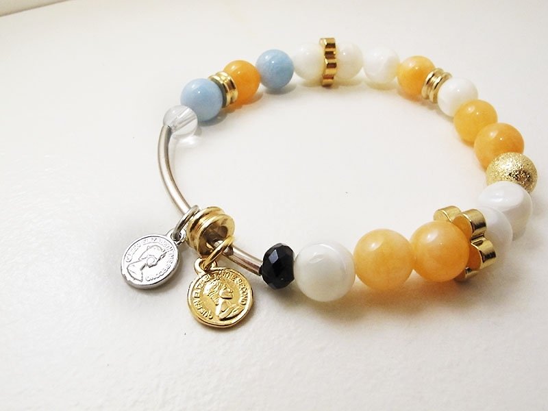 Sweet hehe lemon pie sea Sapphire ore bracelet - Bracelets - Gemstone Orange