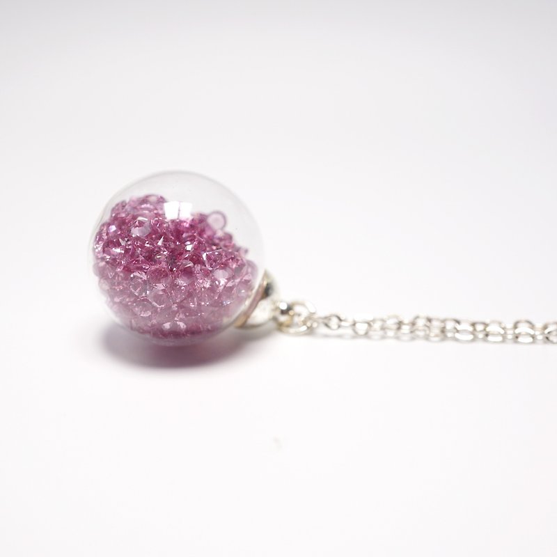 A Handmade Lilac Crystal Glass Ball Necklace - สร้อยติดคอ - แก้ว 