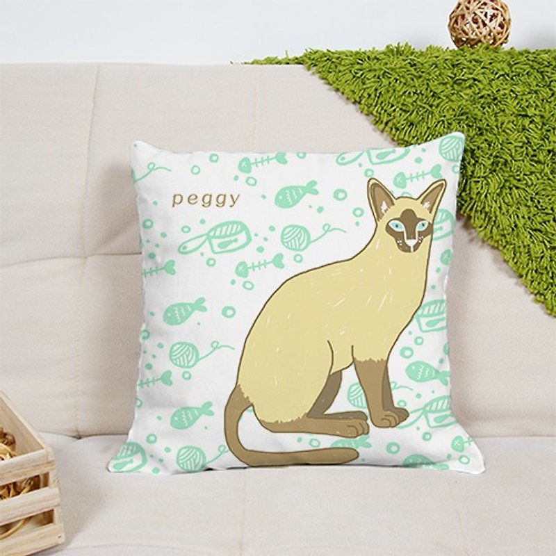 Siamese cat illustration cute pillow AH1-PTFL6 - Pillows & Cushions - Other Materials 