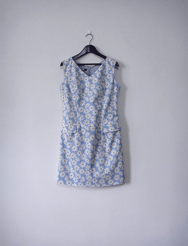 Summer Hours Dress - ชุดเดรส - ผ้าฝ้าย/ผ้าลินิน สีน้ำเงิน