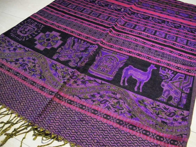 Peru totem style scarves / shawls - purple powder - ผ้าพันคอ - วัสดุอื่นๆ สีม่วง